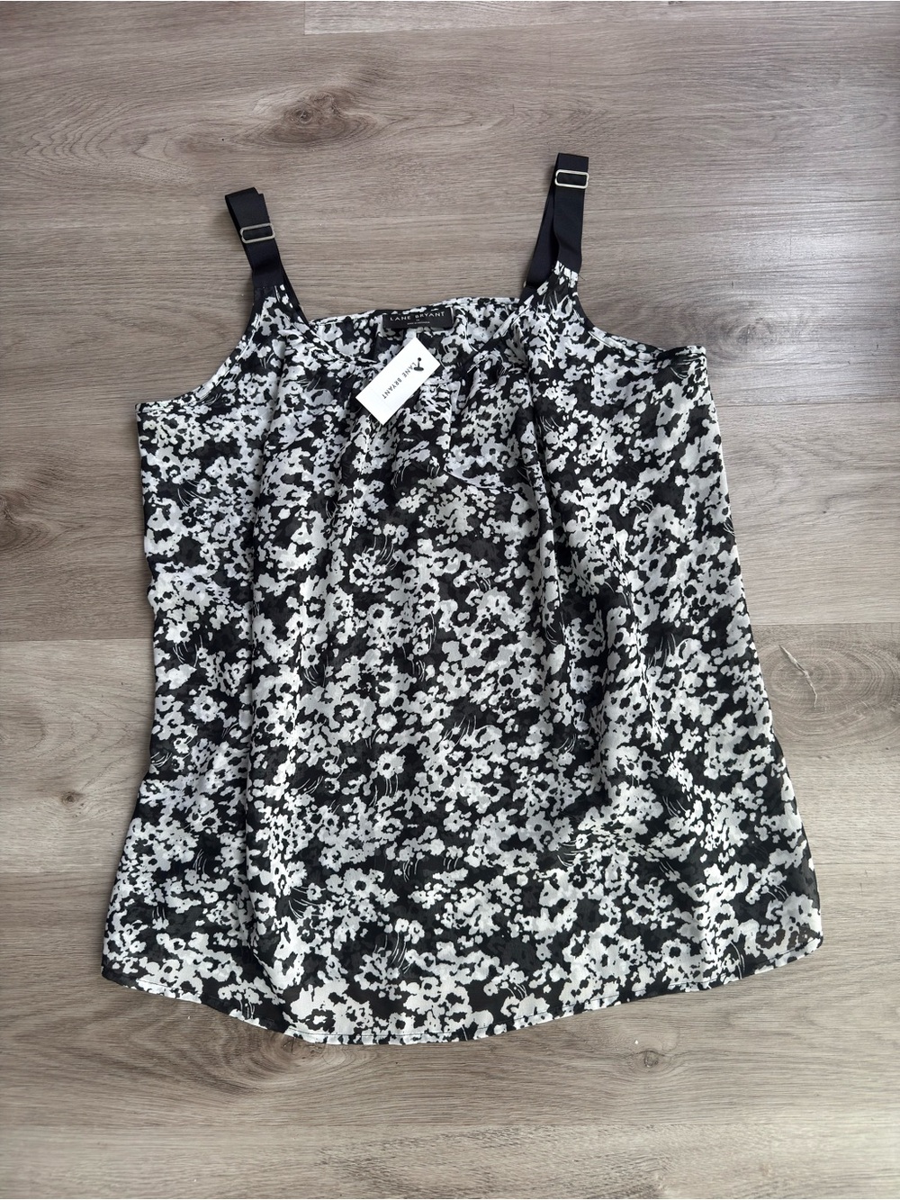 Lane Bryant Black White Floral Print Cami Tank Top Size 16 NWT